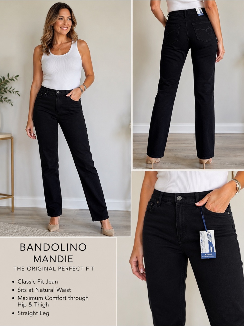 Bandolino Mandie Original Perfect Fit Jeans Women’s Size 10 Black